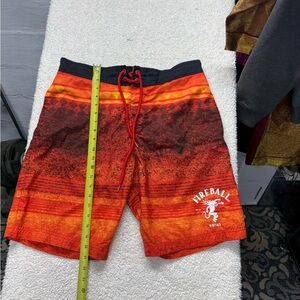 Fireball whiskey Orange Men's Swim Trunks size large